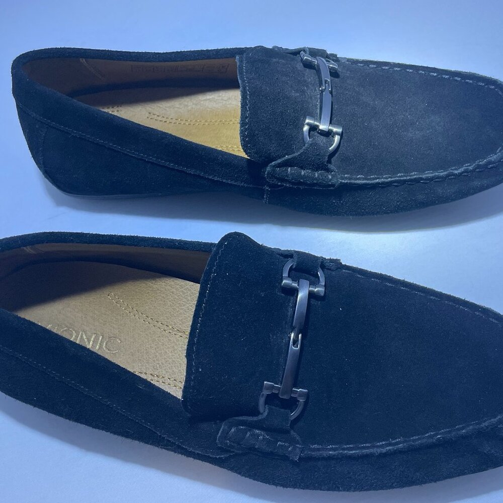Vionic Mens Size 11 Loafer Horsebit Black Suede Slip On Driving Shoes Soft Sole